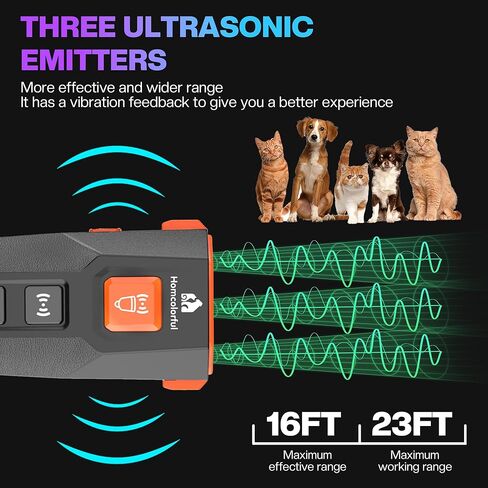 Homcolorful Dog Bark Deterrent Devices,3X Sonic Emitters,Dog Barking Silencer,2 Ultrasonic Frequencies,Dog Training Device & Behavior Aids,Barks No More,Anti Bark Device for Dogs in Kuwait