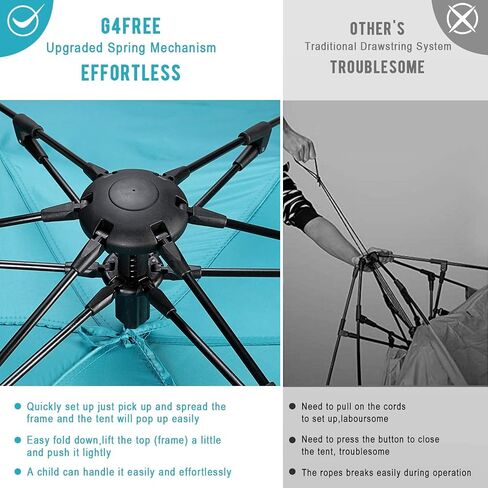 خيمة الشاطئ G4Free سهلة الإعداد مقاس XL، مأوى للشمس منبثق لـ 3-4 أشخاص مع حماية من الأشعة فوق البنفسجية 50+ ظل للشاطئ مع أرضية ممتدة in Kuwait