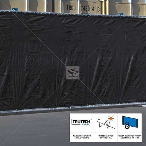 شاشة خصوصية سياج FenceScreen - غطاء سياج مؤقت للزجاج الأمامي بنسبة 98% (6 قدم × 50 قدم، أسود) in Kuwait