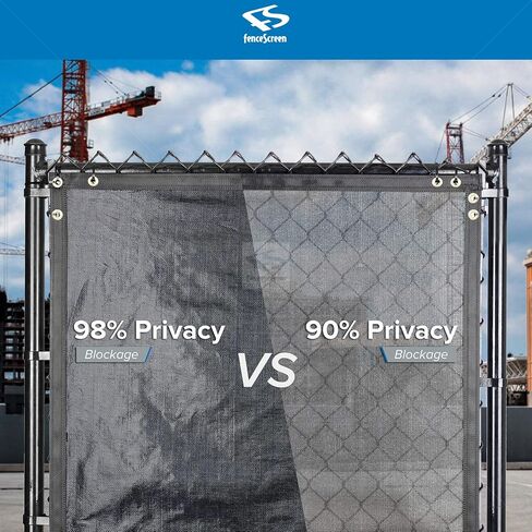 شاشة خصوصية سياج FenceScreen - غطاء سياج مؤقت للزجاج الأمامي بنسبة 98% (6 قدم × 50 قدم، أسود) in Kuwait