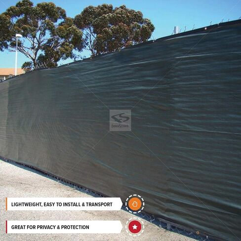 شاشة خصوصية سياج FenceScreen - غطاء سياج مؤقت للزجاج الأمامي بنسبة 98% (6 قدم × 50 قدم، أسود) in Kuwait