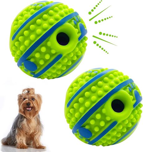 xfrjk 2 حزمة تمايل الضحك الكرة للكلاب 2.75in التفاعلية لعبة الكلب الصغيرة الكرة، كرات شائكة جذب الانتباه عند هزها أو لفة، الكلب لعبة اللعب الذاتي لتدريب تنظيف الأسنان الكلب هدية in Kuwait