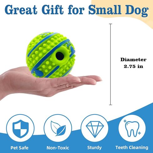 xfrjk 2 حزمة تمايل الضحك الكرة للكلاب 2.75in التفاعلية لعبة الكلب الصغيرة الكرة، كرات شائكة جذب الانتباه عند هزها أو لفة، الكلب لعبة اللعب الذاتي لتدريب تنظيف الأسنان الكلب هدية in Kuwait