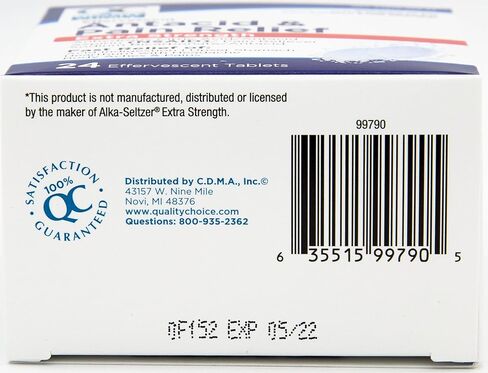 Quality Choice, Extra Strength Effervescent Antacid and Pain Relief Tablets, Relief from Acid Indigestion, Upset Stomach, Heartburn, Body Aches and More, 24 Effervescent Tablets in Saudi Arabia