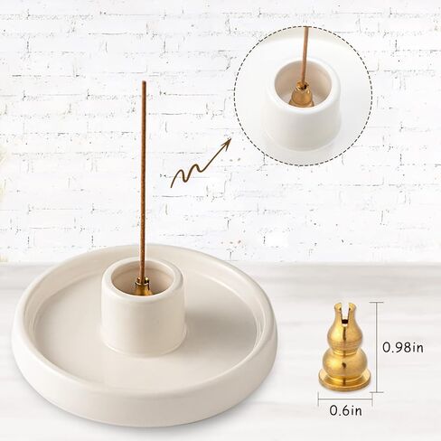 حامل مبخرة من بالو سانتو، حامل عصي بخور مصنوع يدويًا من السيراميك، حامل خشبي برائحة وماسك رماد، هدية مثالية للروحانية او التأمل - ابيض in Kuwait