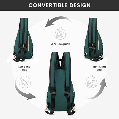 Sucipi Sling Bag Backpack for Women Men, Small Convertible Daypack Crossbody Bag, Water-resistant Chest Bag for Travel Hiking Sports, Black in Kuwait