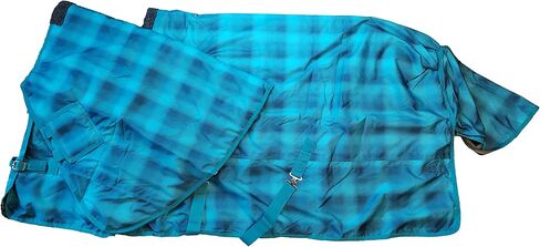 Ankaier 600D بطانية حصان شتوية مقاومة للماء والرياح مع غطاء رقبة قابل للفصل، مواد بوليفيل حرارية عالية الجودة (250 جرام)، نسخة ثقيلة الوزن - أزرق/شبكة - 72 بوصة in Kuwait