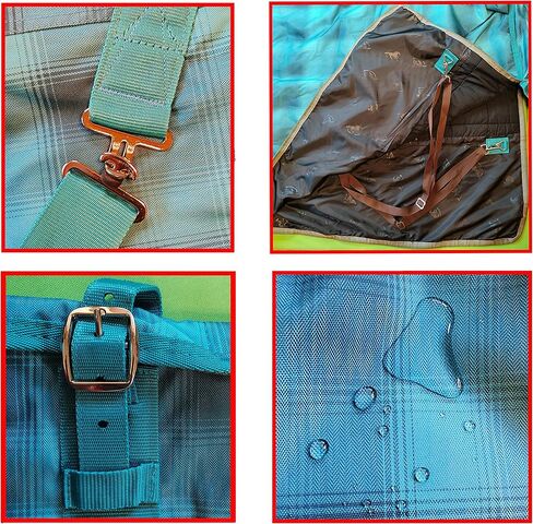 Ankaier 600D بطانية حصان شتوية مقاومة للماء والرياح مع غطاء رقبة قابل للفصل، مواد بوليفيل حرارية عالية الجودة (250 جرام)، نسخة ثقيلة الوزن - أزرق/شبكة - 72 بوصة in Kuwait