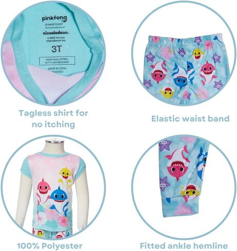 Nickelodeon Baby Shark Pajamas Set, 2 Piece Sleepwear for Toddlers and Little Kids, 2T - 4T in Saudi Arabia