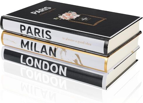 Decorative Books for Home Decor 3 Pieces Decorative Book for Home Decor, Set of 3 Hardcover Modern Decorative Book Stack,Fashion Design Book Stack for Coffee Tables/Shelves(Paris/Milan/London) in Kuwait