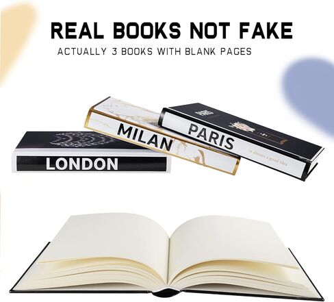 Decorative Books for Home Decor 3 Pieces Decorative Book for Home Decor, Set of 3 Hardcover Modern Decorative Book Stack,Fashion Design Book Stack for Coffee Tables/Shelves(Paris/Milan/London) in Kuwait