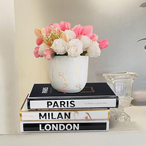 Decorative Books for Home Decor 3 Pieces Decorative Book for Home Decor, Set of 3 Hardcover Modern Decorative Book Stack,Fashion Design Book Stack for Coffee Tables/Shelves(Paris/Milan/London) in Kuwait