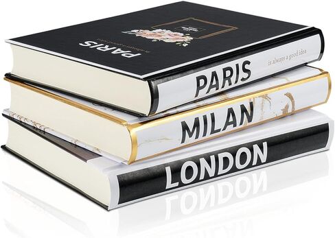 Decorative Books for Home Decor 3 Pieces Decorative Book for Home Decor, Set of 3 Hardcover Modern Decorative Book Stack,Fashion Design Book Stack for Coffee Tables/Shelves(Paris/Milan/London) in Kuwait
