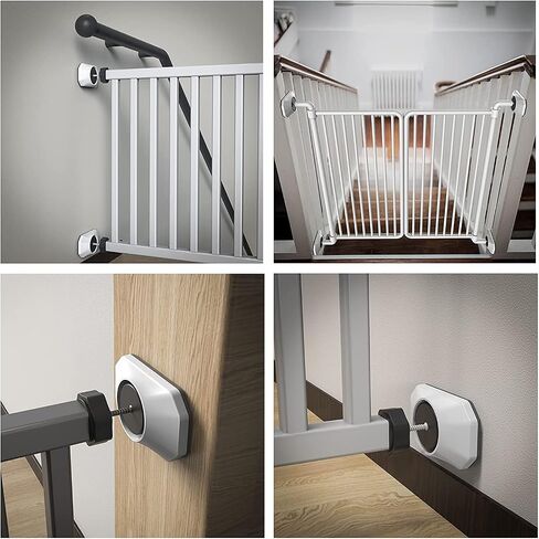 ICERO - Baby Gate Wall Protector - Protect Walls & Doorways from Pet & Dog Gates - for Child Pressure Mounted Stair Safety Gate- 4 Pack, White in Saudi Arabia