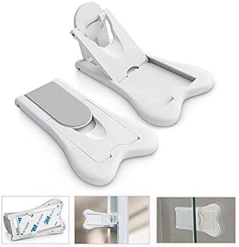 Millie (4 عبوات) قفل باب زجاجي منزلق للأطفال - أقفال نافذة منزلقة آمنة للأطفال أبواب خزانة الباحة الأطفال لا تحتاج إلى أدوات الحفر (أبيض) in Kuwait