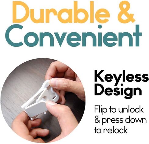 Millie (4 عبوات) قفل باب زجاجي منزلق للأطفال - أقفال نافذة منزلقة آمنة للأطفال أبواب خزانة الباحة الأطفال لا تحتاج إلى أدوات الحفر (أبيض) in Kuwait