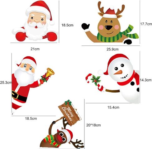 مايزن 161 قطعة من 8 ورقات ملصقات الكريسماس على شكل ندفة الثلج للزجاج، ملصقات الكريسماس لتزيين العطلات وندفة الثلج وسانتا كلوز وغزال الرنة للحفلات in Kuwait