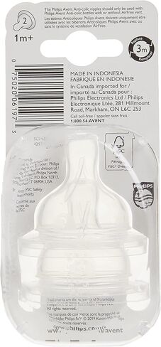 Philips AVENT Anti-Colic Nipple, Clear, 2 Slow Flow, 2 Count in Kuwait