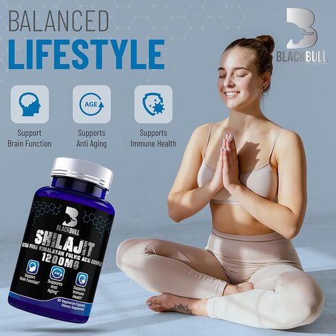 كبسولات بلاك بول شيلاجيت العضوية النقية من الهيمالايا - راتنج شيلاجيت طبيعي عضوي مع مكمل حمض الفولفيك بنسبة 20% - مضاد قوي للأكسدة، صحة الدماغ، دعم مناعة الشيخوخة - شيلاجيت نقي من الهيمالايا in Kuwait