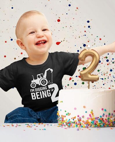 Tstars Construction 2nd Birthday Shirt Toddler Boy Digging Being 2 Tee | Soft cotton bulldozer tee for turning two; great for 2nd birthday, construction party, digger truck theme in Saudi Arabia