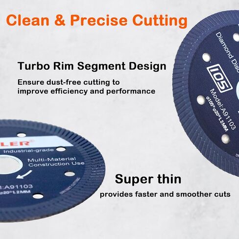 TILER 4 Inch Diamond Blade, Super Thin Diamond Blade for Angle Grinder, Tile Blade for Cutting Porcelain Tiles, Granite Marble Ceramics DE-105 in Kuwait
