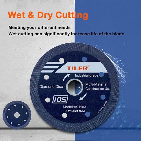 TILER 4 Inch Diamond Blade, Super Thin Diamond Blade for Angle Grinder, Tile Blade for Cutting Porcelain Tiles, Granite Marble Ceramics DE-105 in Kuwait