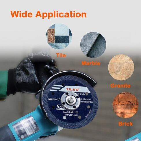 TILER 4 Inch Diamond Blade, Super Thin Diamond Blade for Angle Grinder, Tile Blade for Cutting Porcelain Tiles, Granite Marble Ceramics DE-105 in Kuwait