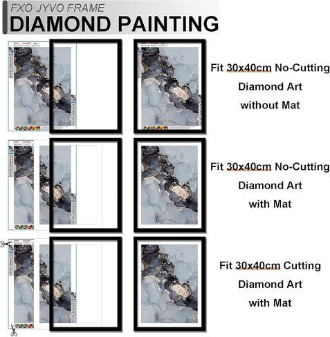 Fxojyvo 12x16 Frame Black, Display Picture 10x14 with Mat or 12 x 16 Without Mat, Wall Hanging Large Picture Frame for Diamond Art Painting 30x40cm - 1 Pack in Kuwait