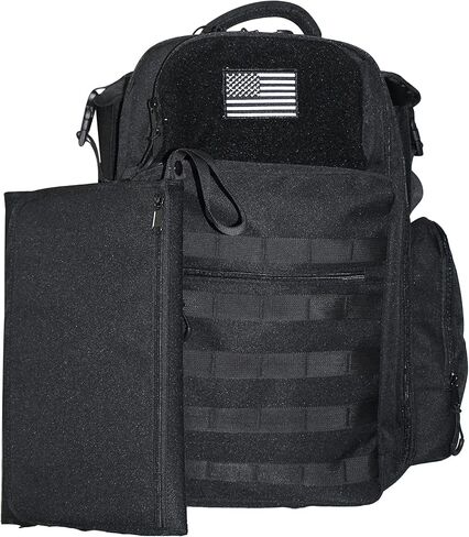 Dad diaper bag | Military Diaper backpack | Large baby bag | diaper bag backpack with portable changing station | New dad gifts for men, Black, Large, Travel Backpacks in Saudi Arabia
