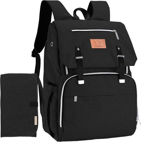 KeaBabies Baby Diaper Bag Backpack with Changing Pad, Large (Trendy Black) | Waterproof Baby Bag for Mom and Dad, Insulated Bottle Pockets, Durable Toddler, Twin, Boy Girl Diaper Backpack for Travel in Saudi Arabia