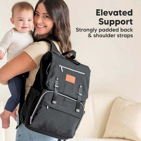 KeaBabies Baby Diaper Bag Backpack with Changing Pad, Large (Trendy Black) | Waterproof Baby Bag for Mom and Dad, Insulated Bottle Pockets, Durable Toddler, Twin, Boy Girl Diaper Backpack for Travel in Saudi Arabia