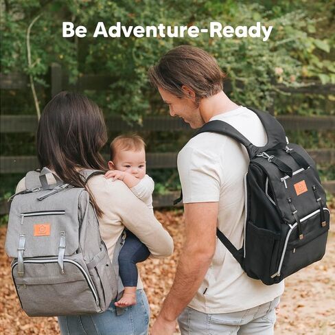 KeaBabies Baby Diaper Bag Backpack with Changing Pad, Large (Trendy Black) | Waterproof Baby Bag for Mom and Dad, Insulated Bottle Pockets, Durable Toddler, Twin, Boy Girl Diaper Backpack for Travel in Saudi Arabia
