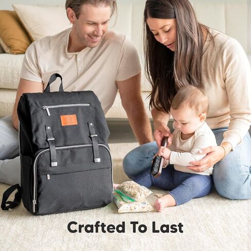 KeaBabies Baby Diaper Bag Backpack with Changing Pad, Large (Trendy Black) | Waterproof Baby Bag for Mom and Dad, Insulated Bottle Pockets, Durable Toddler, Twin, Boy Girl Diaper Backpack for Travel in Saudi Arabia