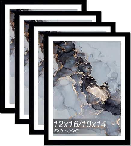 Fxojyvo 12x16 Frame Black, Display Picture 10x14 with Mat or 12 x 16 Without Mat, Wall Hanging Large Picture Frame for Diamond Art Painting 30x40cm - 1 Pack in Kuwait