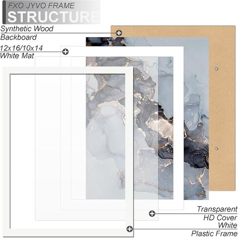 Fxojyvo 12x16 Frame Black, Display Picture 10x14 with Mat or 12 x 16 Without Mat, Wall Hanging Large Picture Frame for Diamond Art Painting 30x40cm - 1 Pack in Kuwait