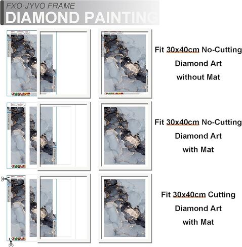 Fxojyvo 12x16 Frame Black, Display Picture 10x14 with Mat or 12 x 16 Without Mat, Wall Hanging Large Picture Frame for Diamond Art Painting 30x40cm - 1 Pack in Kuwait