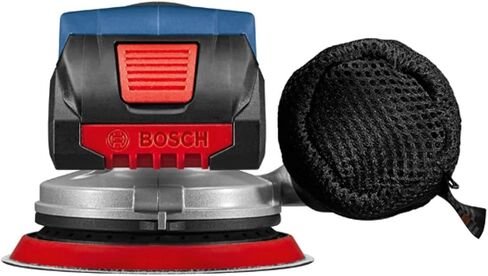 مجموعة أدوات الصنفرة المدارية العشوائية من Bosch GEX18V-5B15 18 فولت مقاس 5 بوصات مع بطارية 4.0 أمبير في الساعة ومجموعة الغبار المتنقلة بالإضافة إلى خيار مرفق خرطوم المكنسة (متجدد) in Saudi Arabia