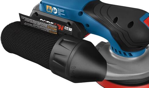 مجموعة أدوات الصنفرة المدارية العشوائية من Bosch GEX18V-5B15 18 فولت مقاس 5 بوصات مع بطارية 4.0 أمبير في الساعة ومجموعة الغبار المتنقلة بالإضافة إلى خيار مرفق خرطوم المكنسة (متجدد) in Saudi Arabia