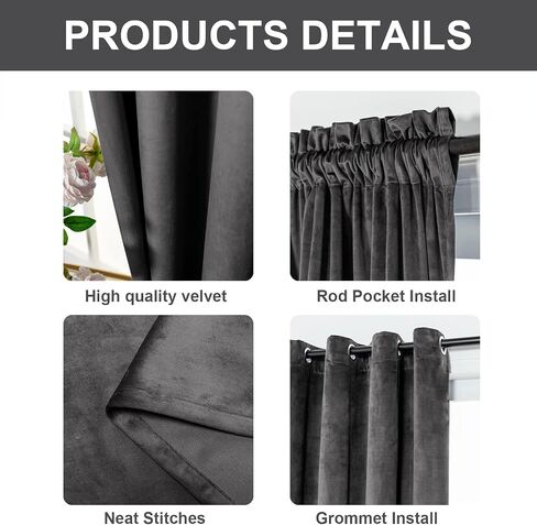 FY FIBER HOUSE Sunlight Block Velvet Blackout Vintage Curtains Rod Pocket Window Treatment Thermal Insulated Room Darkening Drapes for Bedroom Living Room 52Wx95L Inch Set of 2 Panels Olive Green in Kuwait