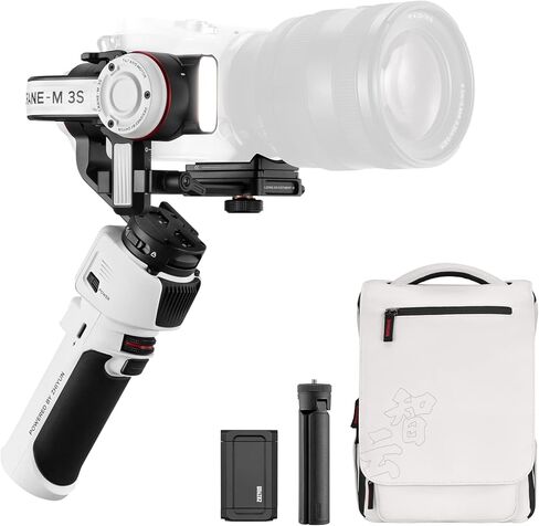 ZHIYUN Crane M3S [Office], 3-axis Lightweight Camera Gimbal Stabilizer | for Mirrorless, Smartphone, GoPro Action Camera, 1.22" Color Screen, Bluetooth Control, Fill Light, Vertical Shooting in Kuwait