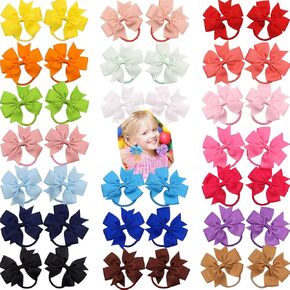 40 قطعة من ربطات الشعر للفتيات الصغيرات مقاس 3.5 بوصة من شريط Grosgrain، ربطات شعر مرنة، ربطات شعر على شكل ذيل حصان، في أزواج للفتيات والأطفال الصغار والمراهقين in Kuwait