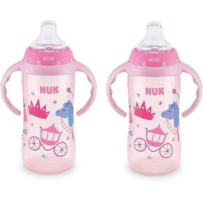 NUK 10 Ounce Jungle Large Learner Cup With Handles, 2 Pack, Boy (Colors may vary)