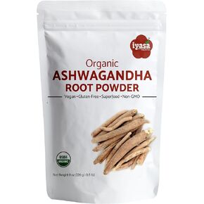 Iyasa Holistics Organic Ashwagandha Powder, Withania Somnifera, Ayurveda Superfood from India, Workout Supplement, Resealable Pack of 8 oz (Pack of 1) in Saudi Arabia