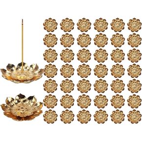 Layhit 60 Pieces Zinc Alloy Incense Holder Gold Color Incense Burner Incense Stick Holder Lotus Decor Lotus Incense Holder Incense Stand for Home Fragrance Accessories, 2.4 Inches/ 6 cm in Diameter in Kuwait