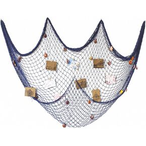Decorative Fish Net, 39 x 78 inch Fish Netting with Coloured Shells, Fishing Net Decoration for Nautical Theme Party, Bar Wall Hanging in Kuwait