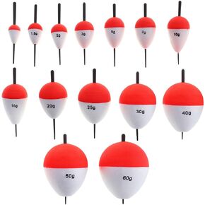OriGlam 14pcs Fishing Bobbers Hard Foam Snap-on Floats Fishing Floats, Red & White Float Bobbers, Fishing Bobbers Floats FishFloat Spring Slip Bobbers for Crappie Panfish Walleyes in Kuwait