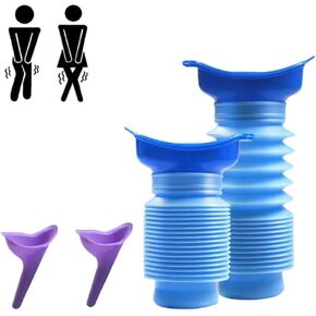 Jkzvicis 2 قطعة مبولة طوارئ محمولة، مناسبة للتخييم في الهواء الطلق، مربيات المرور، مرحاض محمول عالمي، سعة 750 مل، مبولة قابلة لإعادة الاستخدام. in Kuwait