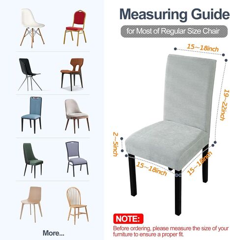 أغطية كراسي WEYOND لغرفة الطعام مجموعة من 4 أغطية كراسي غرفة الطعام كبيرة قابلة للتمدد، واقي أثاث كرسي بارسونز مع غزل الشنيل لغرفة المعيشة 4 عبوات (رمادي فاتح) in Kuwait
