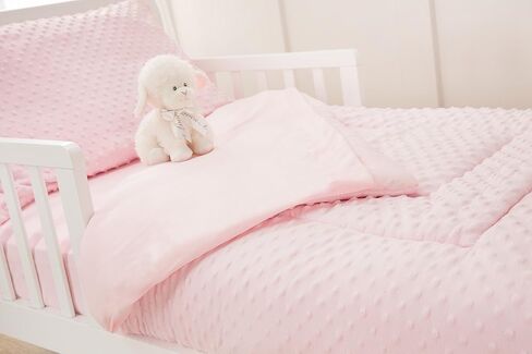 TL Care Minky Dot Chenille 4 Piece Toddler Bedding Set, Pink, for Boys and Girls in Kuwait