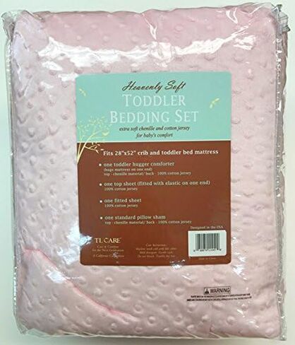 TL Care Minky Dot Chenille 4 Piece Toddler Bedding Set, Pink, for Boys and Girls in Kuwait